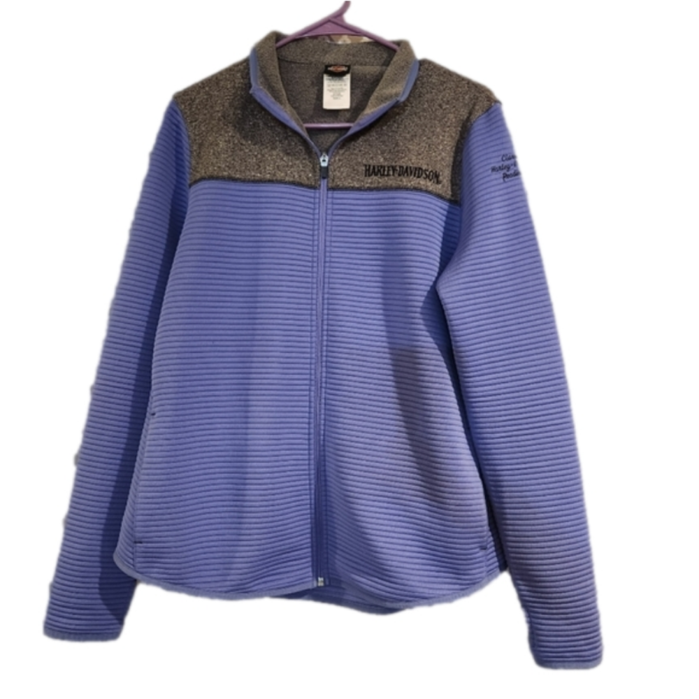 Womens Harley Davidson Zip Up Sweat Shirt Size Large Purple/Gray